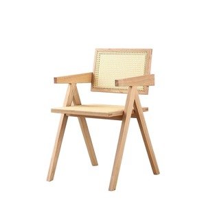 Silla de Comedor Moderna Nórdica de Madera Maciza con Respaldo de Ratán, Ligera, Duradera, Diseño en Forma de K, para Uso Comercial en Exteriores y Parques - Product Image 1