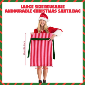 Bolsas de Regalo Navideñas Grandes Personalizadas con Cordón, Diseño de Bastones de Caramelo Coloridos, con Lazo de Terciopelo de Lujo para Niños, Fiestas Navideñas - Product Image 2