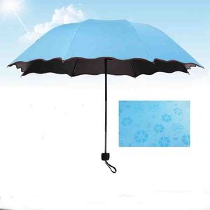 Parapluie pliant 3 volets à motif floral aquatique, effet pluie et soleil, très tendance - Product Image 6