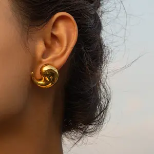 Wholesale waterproof chunky waterdrop earrings 18k gold plated fashion jewelry women earrings stainless steel