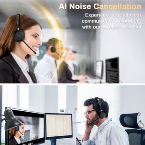 Auriculares Bluetooth para Oficina Rownfusny R02P - Cancelación Activa de Ruido, Micrófono Omnidireccional de Modo Dual, Silencio con una Sola Tecla, Ligeros y Cómodos - Product Image 2