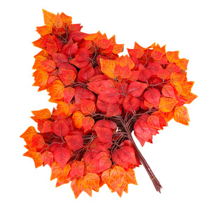 Triada de Hojas Artificiales Stupid Bird, Hojas Rojas y Amarillas de Otoño, Ramo de 30cm-100cm, Decoración de Halloween - Product Image 3