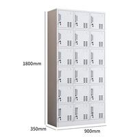 Armoire de rangement sécurisée en acier gris à 18 portes avec clés, résistante à la rouille et écologique pour le bureau/l'école/la salle de sport