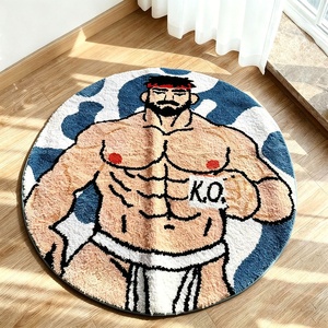 Tapis rond personnalisé en forme de musculard, en peluche douce, antidérapant, pour la décoration de la <span class=keywords><strong>salle</strong></span> de sport ou de la maison - Product Image 1