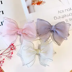 Sweet Children Girls Mesh Bows Hairpins Barrettes Kids Princess Lace Bowknot Clips Hair Accessories