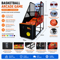 Machine d'arcade de basketball d'intérieur pour centre d'arcades commercial, avec affichage numérique de scores LED, jeu graphique Dino Bomb style urbain et jeu de tir connecté