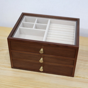 Scatola in Legno a 3 Livelli Personalizzata per <span class=keywords><strong>Gioielli</strong></span>, Cofanetto Portagioie in Legno con Cassetti e Scomparti - Product Image 1