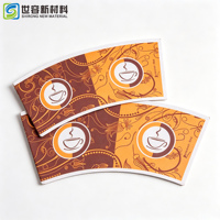 Gobelets en papier biodégradable à paroi simple jaunes imprimés sur mesure SHI RONG 8oz pour boissons chaudes et usage artisanal
