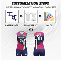Jersey dan Celana Pendek Voli Unisex Printing Sublimasi Penuh, Cepat Kering, Tanpa Lengan, Set Seragam Voli untuk Latihan, Pq25077