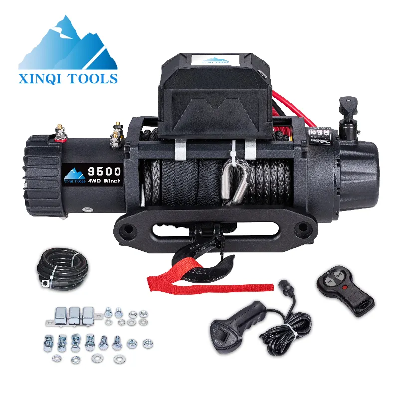 Xinqi 9500lb Waterdichte IP67 Elektrische Lier 12V Winch Met Draadloze Handheld Afstandsbedieningen Voor Offroad Auto