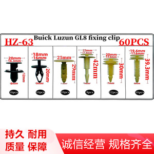 คลิปยึด Hz 63 Buick Gl8 ชุดอุปกรณ์ยึดพลาสติก 60 ชิ้น พร้อมเครื่องมือสำหรับซ่อมแซมประตูรถ ฝากระโปรงท้าย บังโคลน หลังคา - Product Image 5