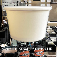 Gobelet à soupe jetable en papier kraft blanc à paroi simple avec couvercle en plastique pour vin et boissons gazeuses