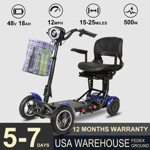 Motocicleta eléctrica T2 de 4 ruedas, 500W, motores duales, movilidad plegable para personas discapacitadas/mayores, ciclomotor de 18Ah, EE. UU. Stock - Product Image 2