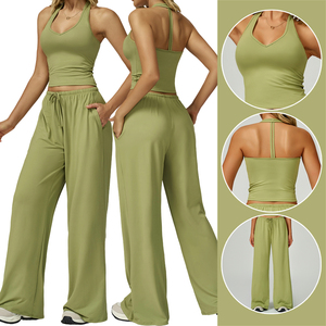 <span class=keywords><strong>Abbigliamento</strong></span> <span class=keywords><strong>Casual</strong></span> da <span class=keywords><strong>donna</strong></span> 2 pezzi gilet con collo a gamba larga pantaloni sportivi elastici per allenamento x taglia Yoga stile pantaloni - Product Image 1
