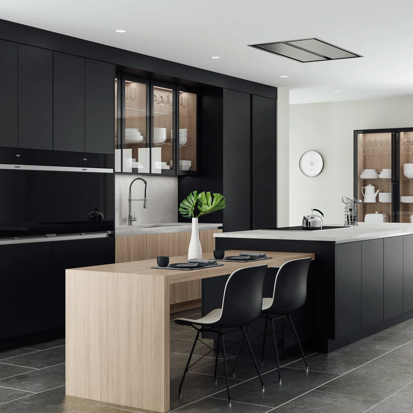 Free design china made modular kitchen furniture modern black kitchen cabinets wooden with 18 years factory