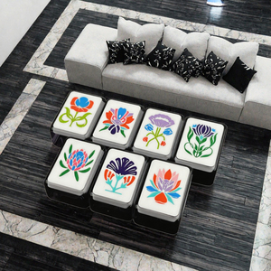 Tuiles de mahjong américaines en acrylique de luxe, 160 pièces, ensemble de jeu portable gravé sur mesure, résistant à la décoloration - Product Image 2