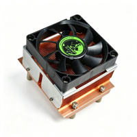 Dissipateur thermique à ailettes en cuivre OEM avec ventilateur DC pour serveur 1U