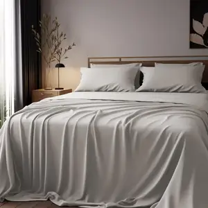 Conjunto de cama king size lençóis ajustados e lençóis planos 300tc 100% conjuntos de lençóis de bambu