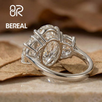 Anillo de Compromiso con Diamante Cultivado en Laboratorio con Certificación IGI Vvs CVD, Anillo de Tríptico de Diamantes Redondos de Plata 925 Personalizado para Mujer