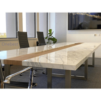 Table en pierre de marbre Durable, Base en acier inoxydable, salle de conférence, salle de réception, Table de négociation