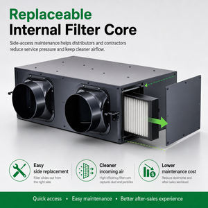 <span class=keywords><strong>Ventilateur</strong></span> de gaine silencieux avec filtre remplaçable pour la ventilation des plafonds des salles de bain, bureaux, hôtels, écoles et systèmes CVC - Product Image 6