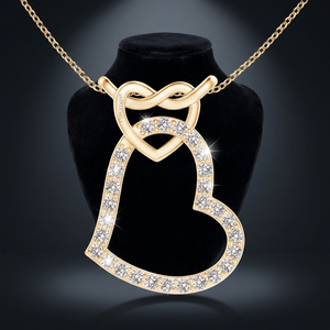 จี้เพชรรูปหัวใจ Infinity Heart Lab Grown Diamond แบบเปิด 10K 14K 18K ทองคำ 925 935 เงิน สำหรับงานแต่งงาน งานหมั้น โรแมนติก ชุบโรเดียม - Product Image 1