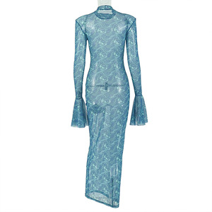 Abito Elegante Vintage 2026 con Gonna a Trapezio, Scollo Rotondo, <span class=keywords><strong>Maniche</strong></span> <span class=keywords><strong>Lunghe</strong></span>, <span class=keywords><strong>Vestito</strong></span> Comodo e Morbido Disponibile - Product Image 4