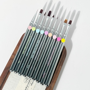 Metal Handle Nail <b>Brush</b> <b>Set</b> Professional <b>Wire</b> Drawing Gel Painting <b>Brushes</b> for Nail Salon - Product Image 2