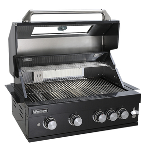 Barbecue au gaz GPL à 5 brûleurs, robuste, en acier inoxydable avec revêtement en poudre noire, allumage électronique, flamme tamisée, moderne, encastrable, villa - Product Image 3
