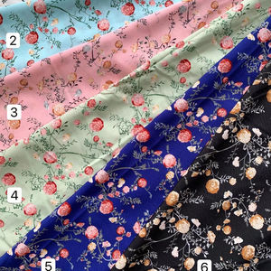 네 방향 스트레치 불렛 플로럴 프린트 폴리에스터 스판덱스 원단 패션 드레스 - Product Image 1