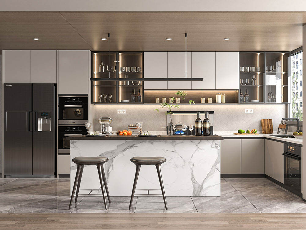 L-shaped Kitchen + Island