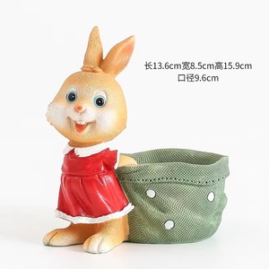 Directo de fábrica de alta calidad <span class=keywords><strong>pintado</strong></span> <span class=keywords><strong>a</strong></span> <span class=keywords><strong>mano</strong></span> lindo conejo de Pascua olla de interior colorido resina animal suculenta maceta decoración del hogar regalo - Product Image 6