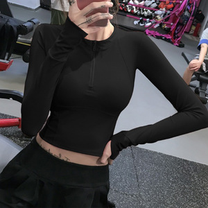 CX-886ヨガ服秋冬トップスレディース新作ハーフジップヌード感じタイトランニングスポーツTシャツクイックドライフィットネス - Product Image 5