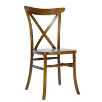 Chaise de salle à manger en rotin à dossier croisé en bois massif, empilable et faite à la main, pour mariages, maison, bureau et utilisation en extérieur - Construction en bois massif