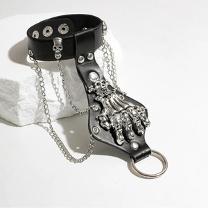 Bracelet squelette noir en alliage de zinc, style punk gothique, bijoux de fête pour hommes, accessoire chaîne - Product Image 2
