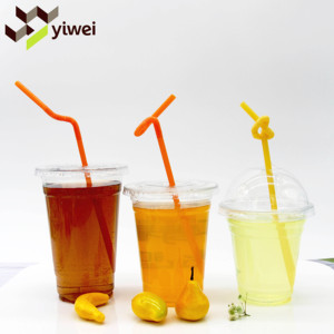 Tea Bubble Cup Manufacturer Custom 9 12 16 20 24oz PP PET Transparent Coffee Juice Milk Tea Boba Bubble Tea Disposable Plastic Cup With Lid