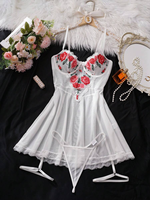 Lingerie brodée nuptiale moulante nuisette élégante fille robe dentelle décoration florale chemise de nuit