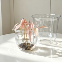 Pot de fleurs hydroponique rond transparent en plastique pour la culture verticale intérieure et la décoration de la maison