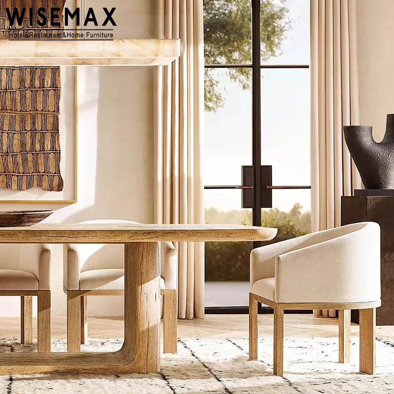 WISEMAX FURNITURE Chaises de salon de luxe modernes et légères meubles de maison en bois massif chaise de salle à manger rembourrée en tissu pour restaurant