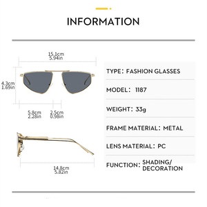 Custom Logo 2026 Fashion Luxury Triangle <b>Shades</b> <b>Sun</b> Glasses UV400 Metal Cat Eye Sunglasses for Women - Product Image 5
