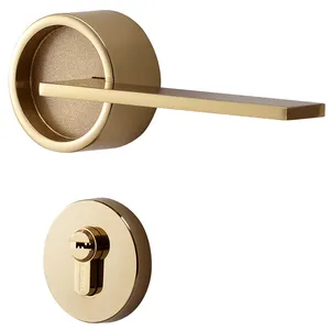 PVD Gold Light Luxury Door Handle High Standard Modern Indoor Door Handle For bedroom