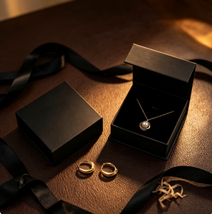 Boîte à bijoux carrée noire mate de luxe avec doublure en velours, logo imprimé personnalisé pour le rangement et l'emballage de bijoux en cadeau - Product Image 6