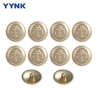 Bouton de couture en métal doré sur mesure, bouton en alliage de zinc, ancre navale, bouton à tige pour veste de sport, uniforme, costume, veste