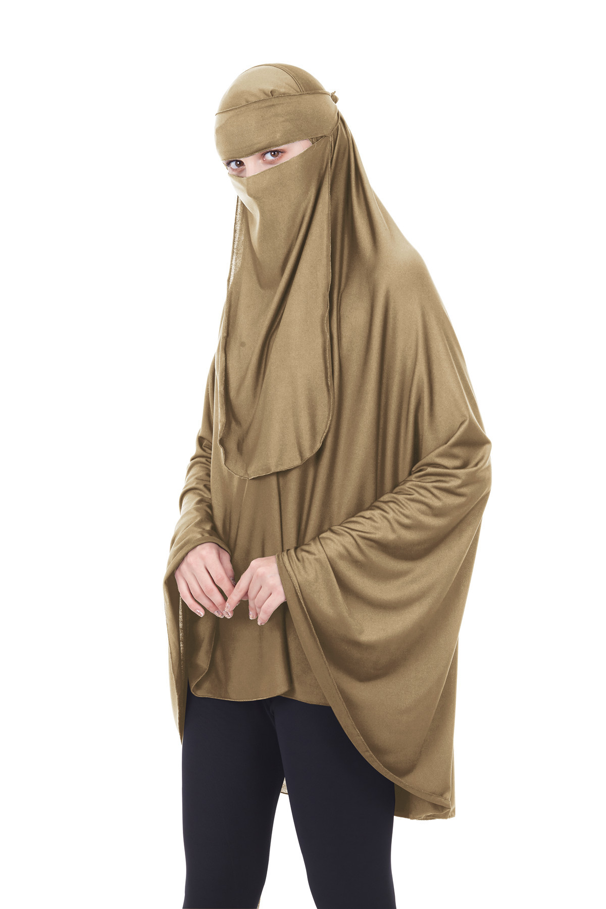 2021伊斯兰服装高品质穆斯林面纱头巾罩袍niqab牛奶丝两件套abaya