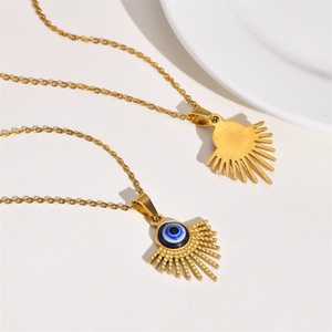 Fashion Stainless Steel Sun Evil Eyes Dangle Charm Necklace Jewelry Women - Product Image 2