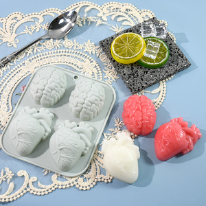 <span class=keywords><strong>Moule</strong></span> à <span class=keywords><strong>gâteau</strong></span> en silicone écologique antiadhésif <span class=keywords><strong>avec</strong></span> démoulage facile, 4 motifs DIY : Cœur, <span class=keywords><strong>Cerveau</strong></span>, Fleur, pour <span class=keywords><strong>Halloween</strong></span> - Product Image 1