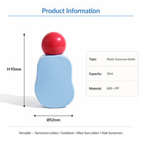 Flacon vide personnalisé de 50 ml en forme de boule pour crème solaire, shampoing, crème pour les mains, sérum de soin, avec bouchon, conteneur cosmétique, lotion corporelle, format voyage