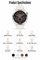 Montre connectée HYK ES100 - Écran AMOLED, autonomie de 5 à 10 jours, moniteur de fréquence cardiaque, navigation GPS, suivi de la forme physique, réveil, IA