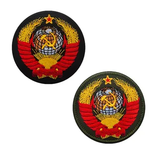 Russische sowjetische CCCP-Stickerei Round Union Schwarz und Grün bestickte Stoff patches mit Klett verschluss