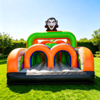 Parcours d'obstacles gonflable d'Halloween sur le thème des vampires, parcours d'obstacles gonflable en PVC, grand parcours d'obstacles gonflable d'extérieur pour enfants et adultes